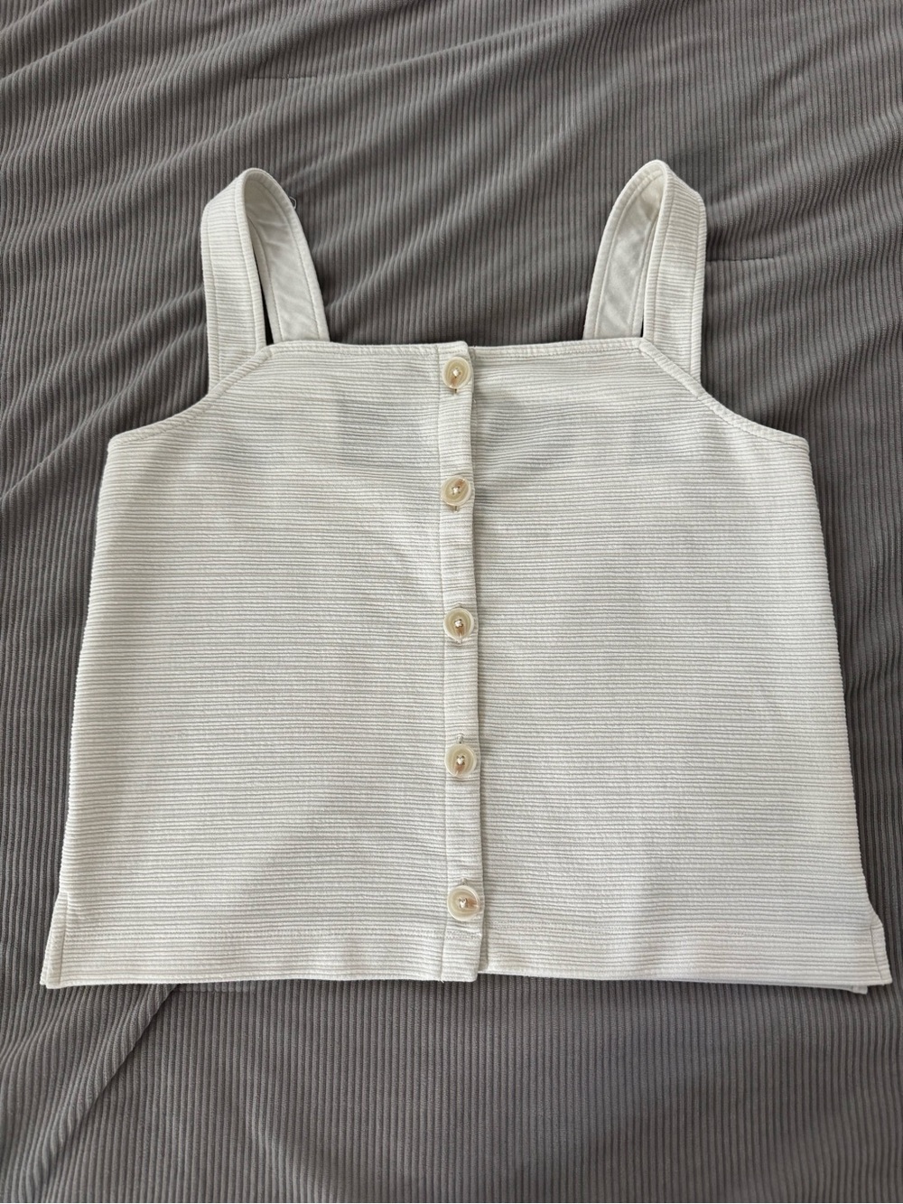 J. Crew Cream Ribbed Button-Front Tank